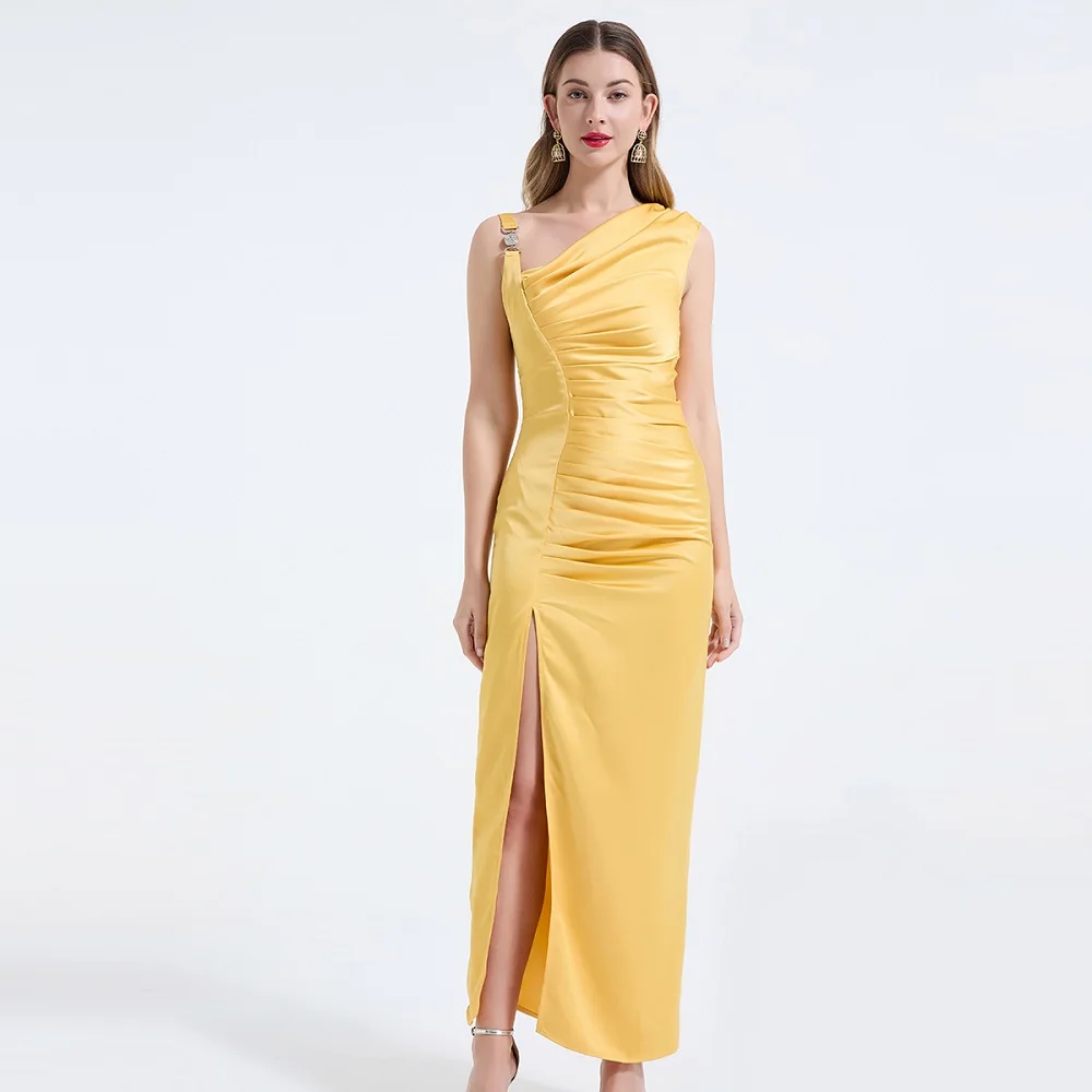 asos yellow satin dress Rent DESIGN Tall Milkmaid Lace Trim Maxi With Strappy Back In Gold suitable for any event or celebration. Midi Dress Gold Bandeau Dress