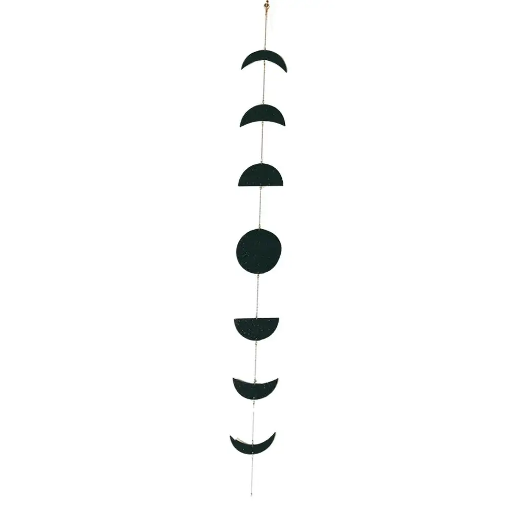 Black Gold Moon Phase Wall Hanging Boho Home Chic Moon Garland Decor BohoMoon Cycle Decor Home Wall Ornaments