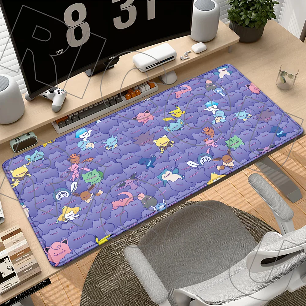 HD-Druck XXL Mauspad Ditto-Serie Einzelspieler-Kampfkarten-Spielmatte Cartoon Pokemon Genähte Kanten Spiel-Mauspad Schreibtischunterlage