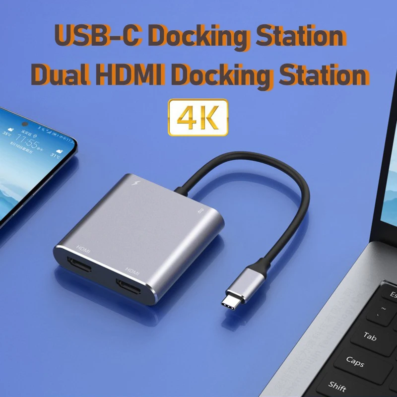 MST HUB USB-C Docking Station 2x HDMI 4K 60HZ For MacBook MateBook Xiaomi ASUS Lenovo Dell HP Phone Tablet Laptop Accessories