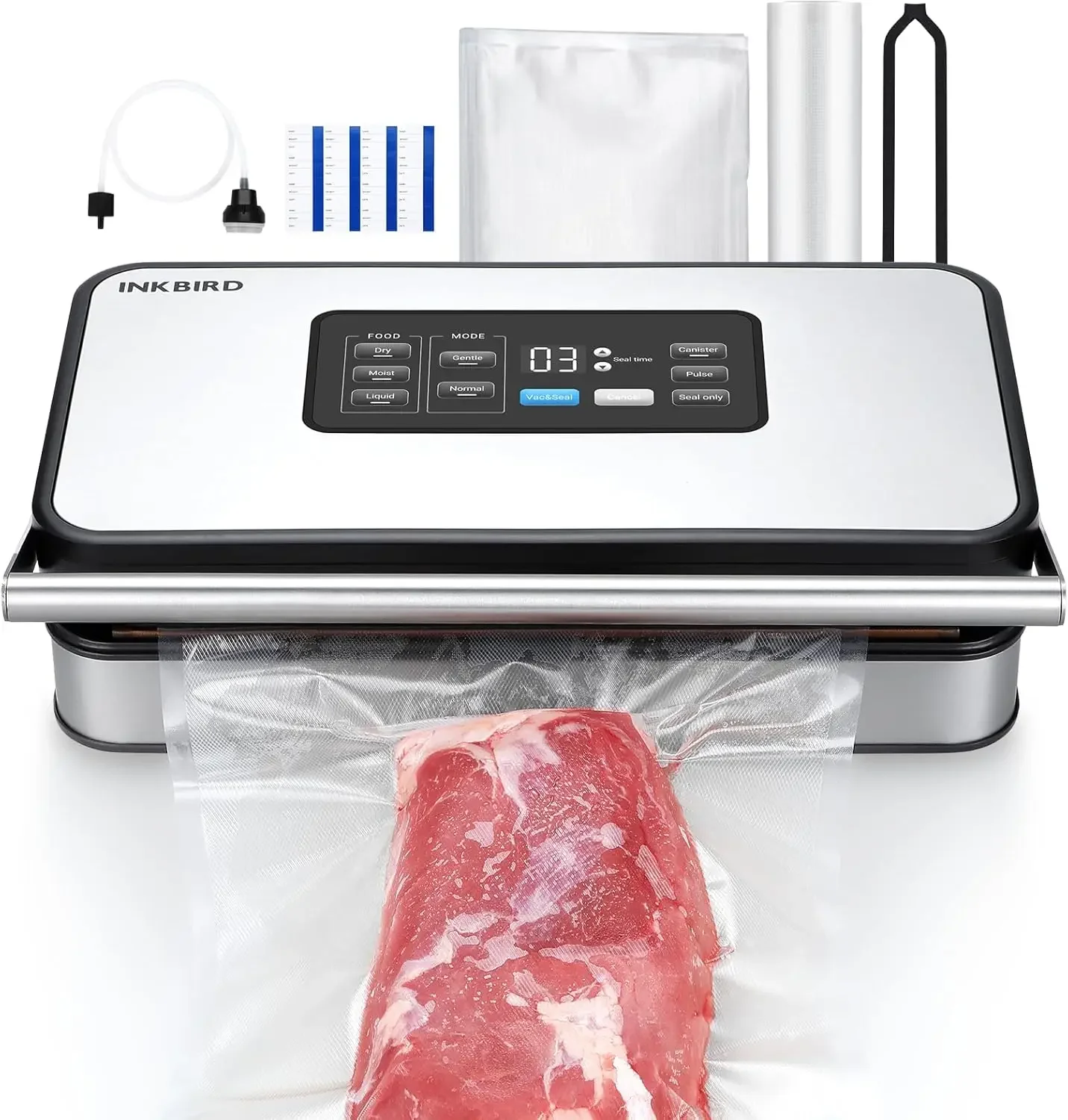 Food Vacuum Sealer, 160 Watts Pro Vacuum Machine with Double Pump, Food Sealer Preservation Dry/Moist/Liquid, Roll Stora