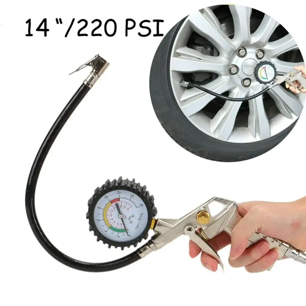 220PSI Car Tire Pressure Gauge High Pressure Gun Type Air Compressor Tire Inflator Pump For Car Motorcycle SUV Tire Repair W4Y2