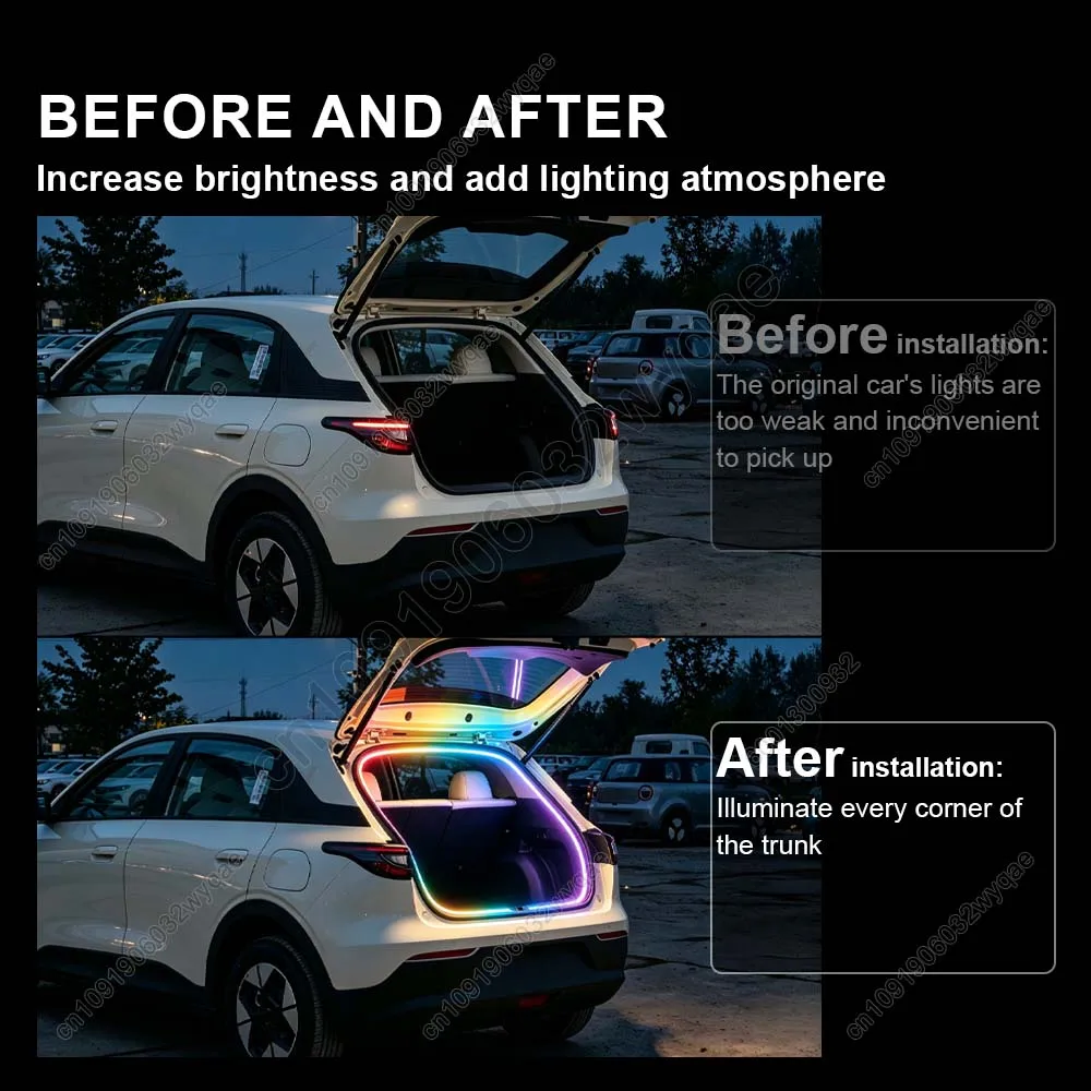 RGB Car Trunk Lights For Geely EX2 E2 2025-2026 Flexible Brighten LED Strip App control multi-mode Car Interior Atmosphere Light