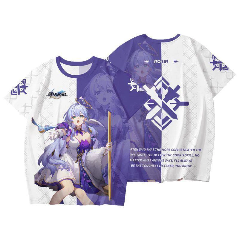 Game Honkai Star Rail Robin Cosplay 3D Men's T-shirt Fashion Cool Kawaii Kid Anime T shirt Casual Harajuku Short Sleeve Y2k Tops