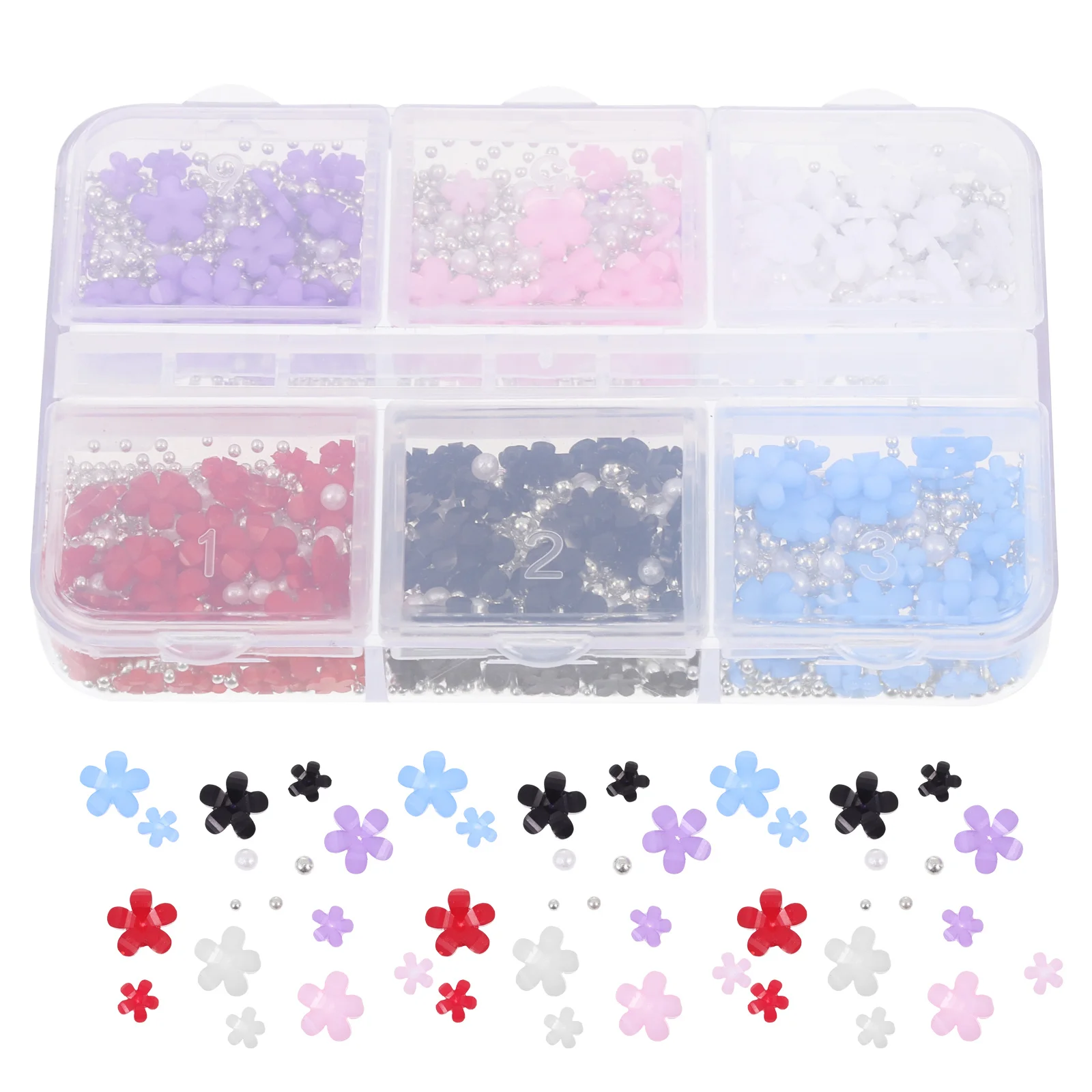 1箱3Dネイルフラワー 美しいネイルアートチャーム 電話ケース、バッグ、グリーティングカード、クラフトデザイン、ネイルジュエリー用品のデコレーションに