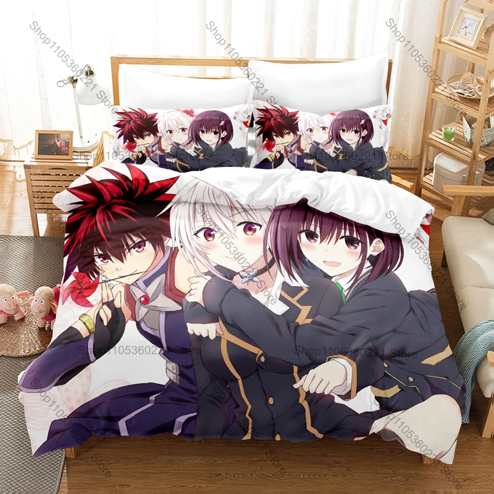Matsuri Kazamaki Suzu Kanade Ayakashi Triangle Duvet Cover Set 1 Duvet Cover + 2 Pillowcases Yokai Fantasy Bed Linens Gift