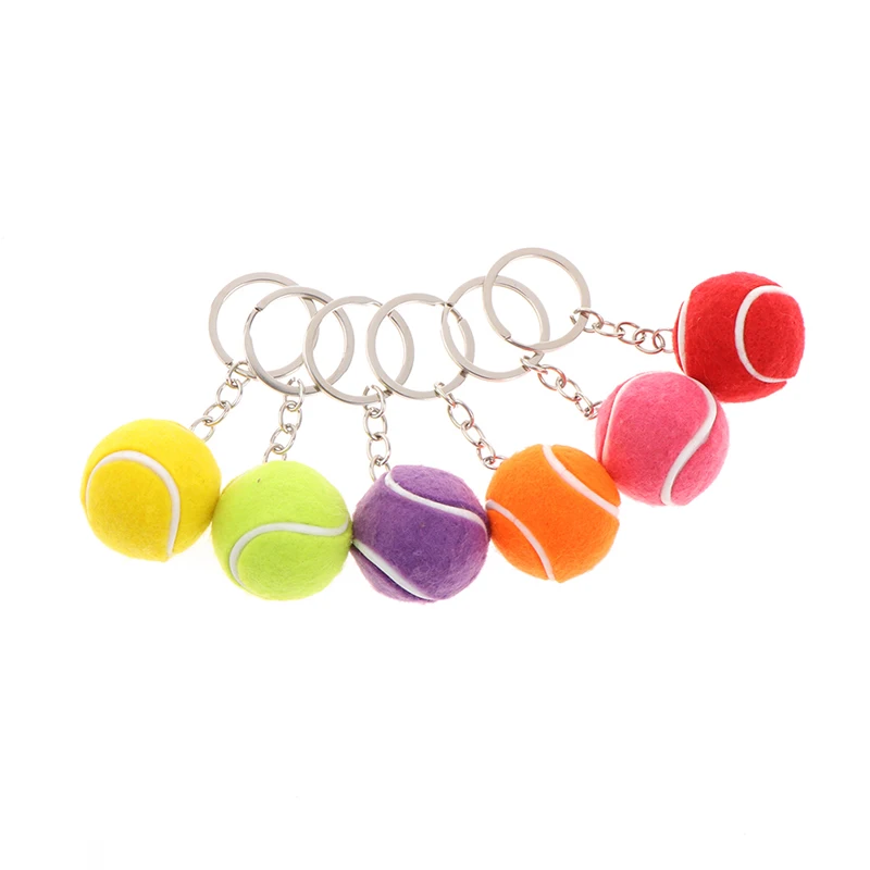 6 Color Key Chain Tennis Ball Metal Keychain Car Key Chain Key Ring Sports Chain Sliver Color Pendant