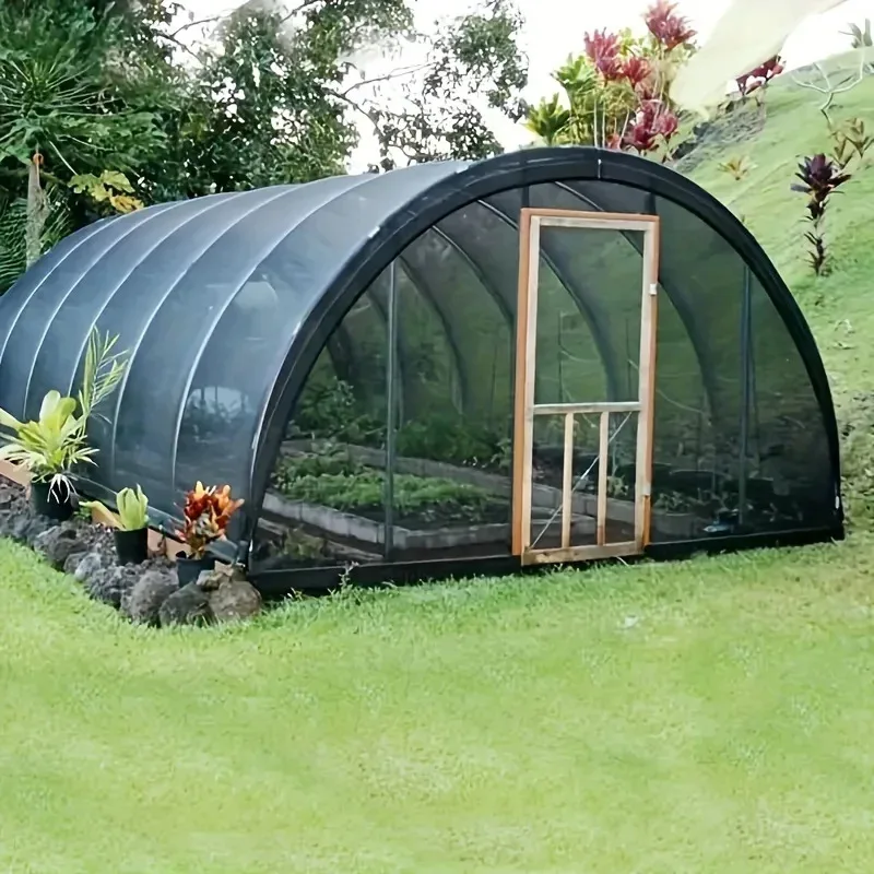 1P Black Olefin Fabric Shade Net - 40% UV Block, Heat Reduction Mesh for Plant Protection & Greenhouse Cover (20 Tie Strips)