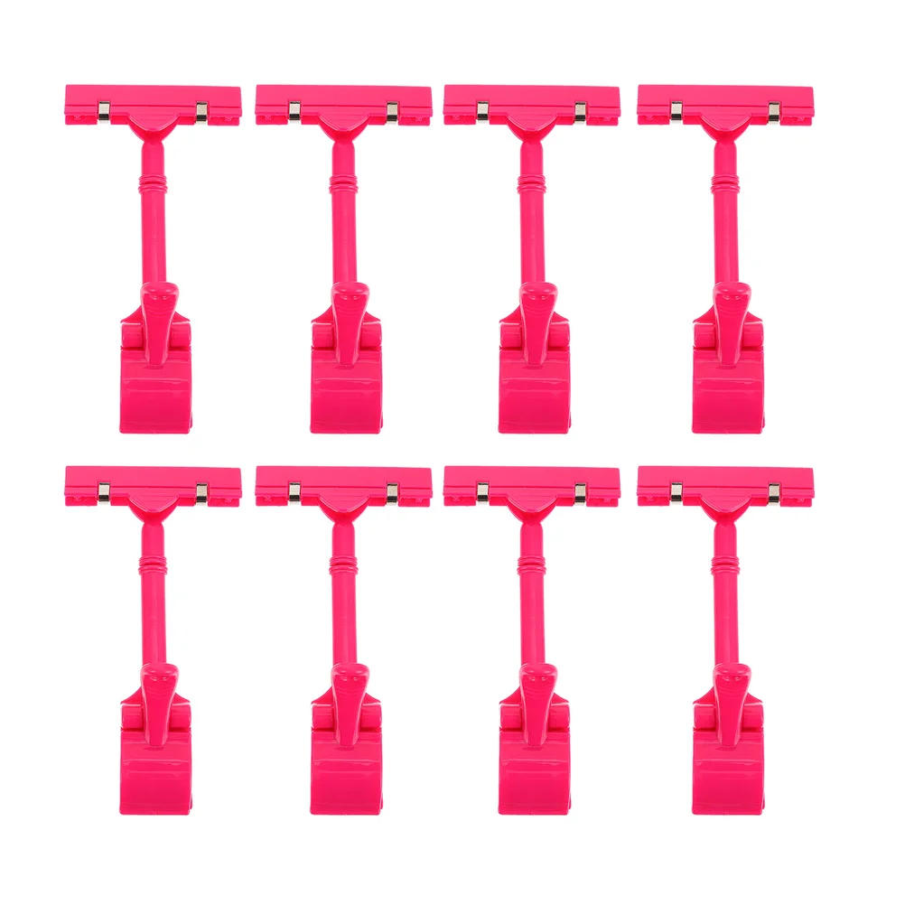 

8 Pcs Price Cards Tags Holder Sign Display Clip Double Head Label Clamp Merch ise Adjustable 360 Reusable Shelf Note