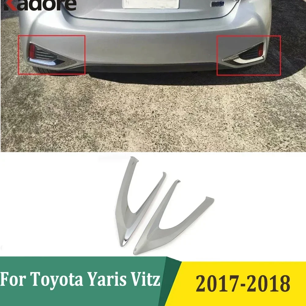 

For Toyota Yaris Vitz 2017 2018 ABS Chrome Rear Bumper Reflector Fog Lamp Cover Foglight Trim Car Exterior Styling Accessories