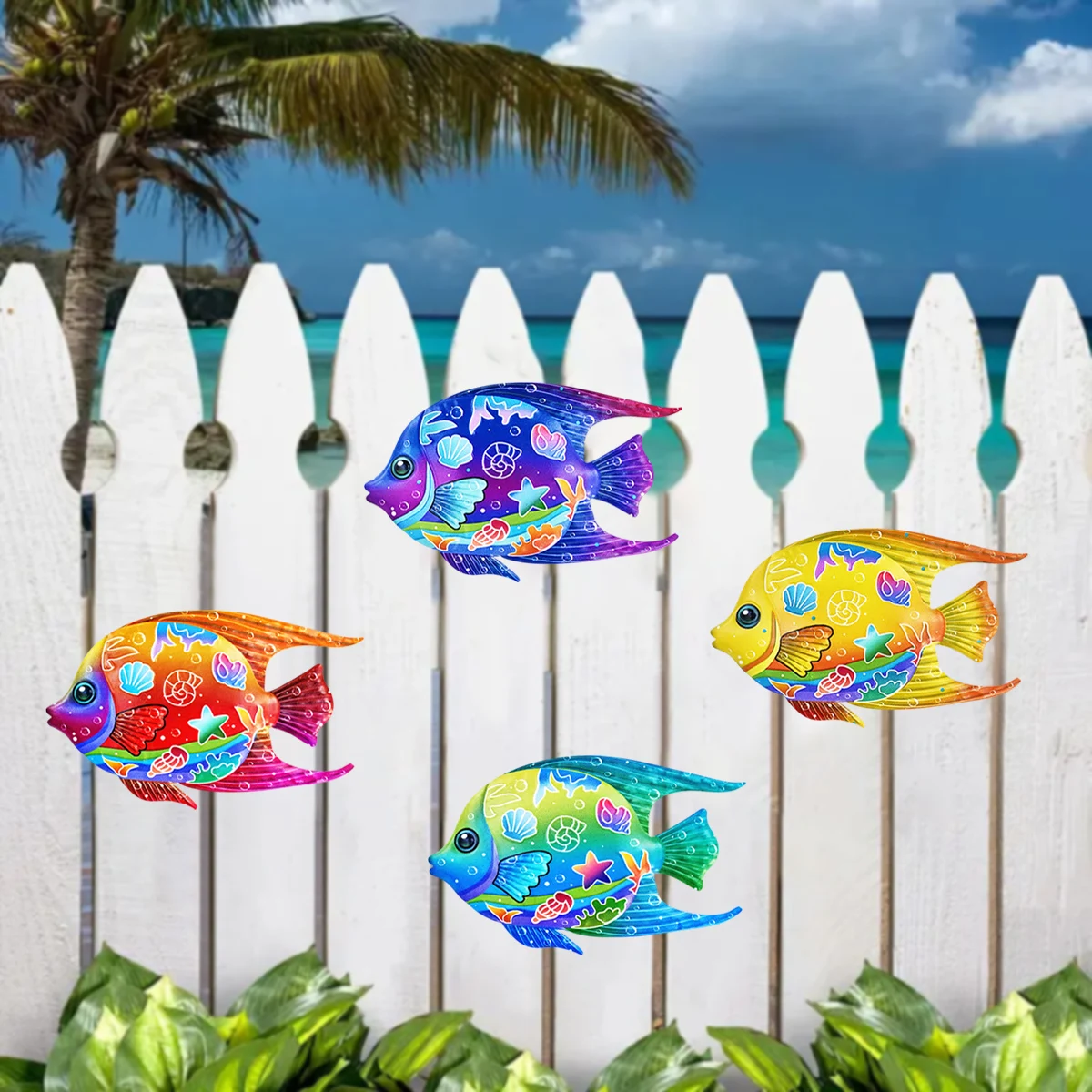 لافتة للنظر معدنية المحيط الأسماك جدار ديكور معلق جدار في الهواء الطلق حديقة النحت التماثيل ساحة المنزل حفلة بركة الحمام غرفة المعيشة