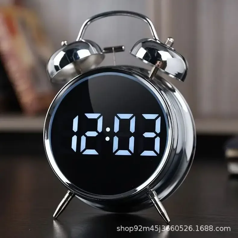 Extra Large Volume Metal Alarm Clock Multifunctional Plug-In Children's Clock Digital LED Screen For Difficult Waking Up