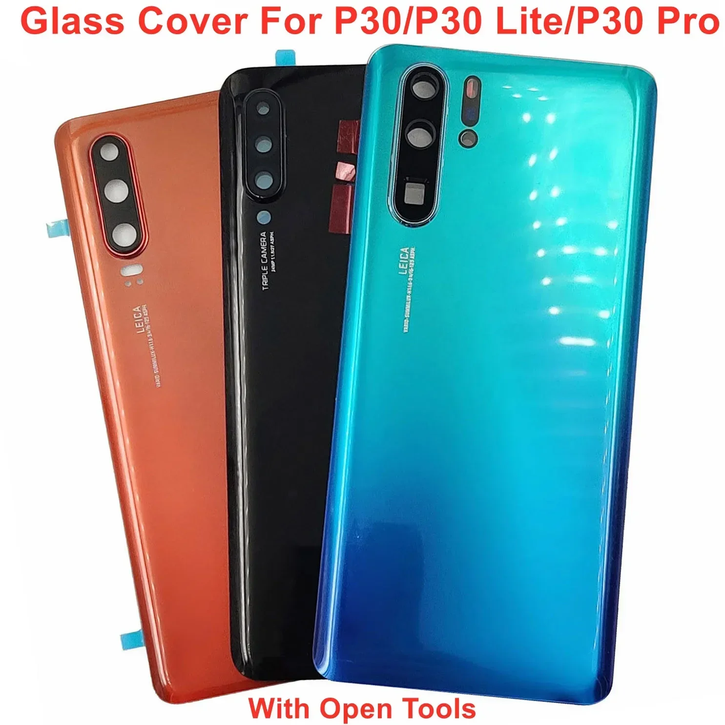 Glass Back Door Lid For Huawei P30 P30 Lite P30 Pro Hard Battery Cover Rear Housing Panel Case With Camera Lens Adhesive