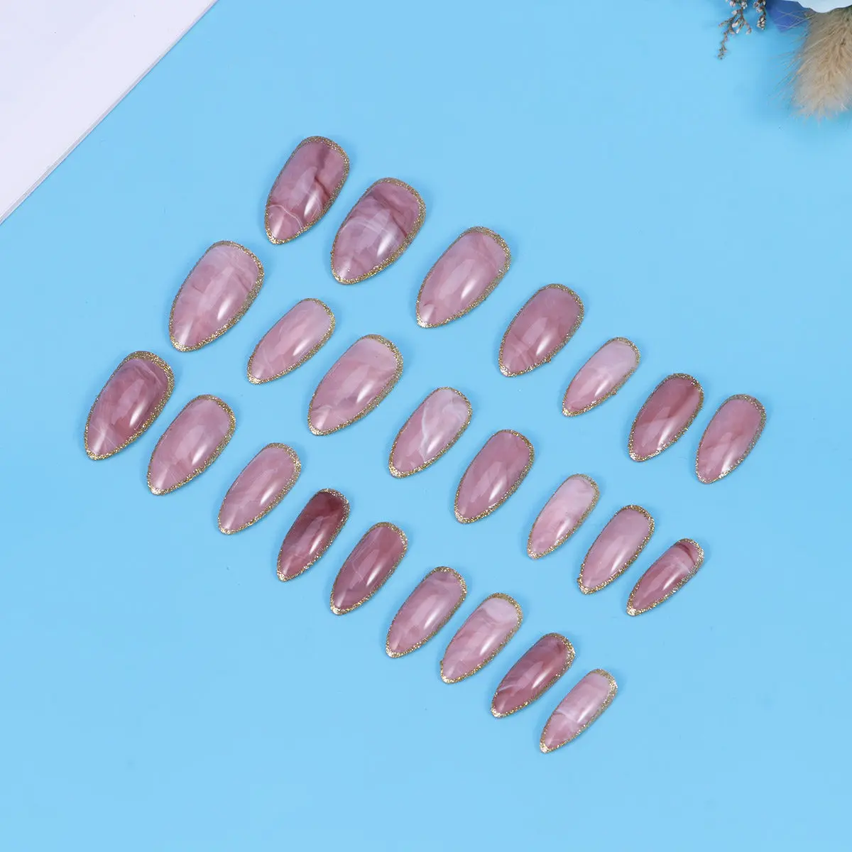 

24Pcs Easy Shape File Paint Apply False Nails Pointed Tips for DIY Nail Art Accessories Stylish Fake Nail False Nails