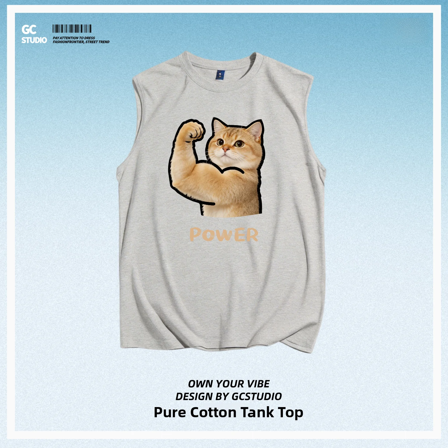 Men's Cotton Tank Top Breathable Muscle Fitness Gold Gradient Print Casual round Neck Summer Sportswear Comfortable  Design