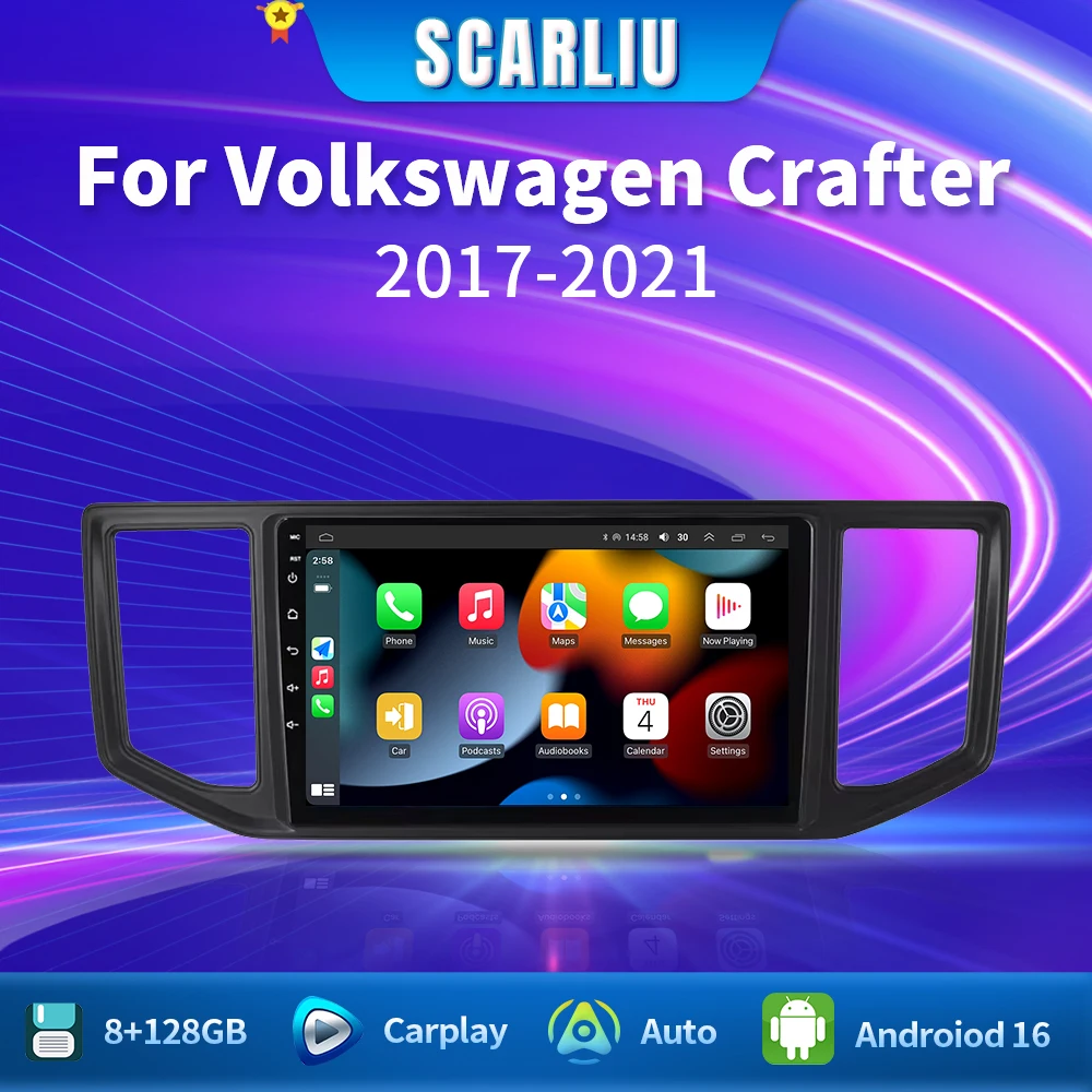 

Android 16 Car Player For VW Crafter Man Tge 2017 2018 2019 2020 Car Radio Multimedia Navigation Qualcomm Carplay QLED Screen