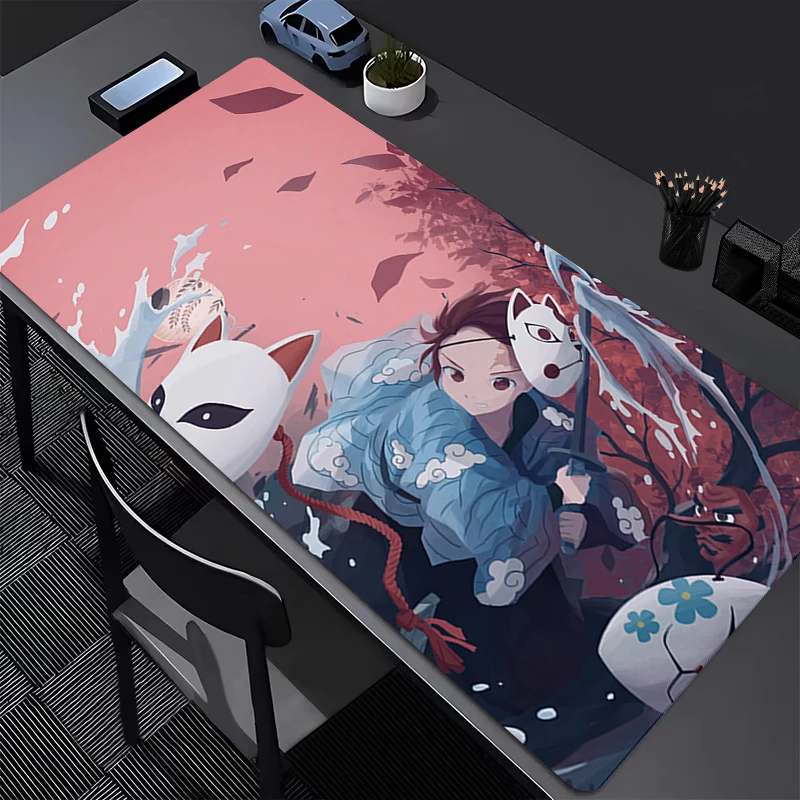 Alfombrilla de ratón Demon Slayer Tanjiro Kamado, alfombrilla de ratón de Anime, accesorios para juegos, alfombrillas grandes para ratón, teclado de oficina, alfombrilla de escritorio, alfombra extendida para PC