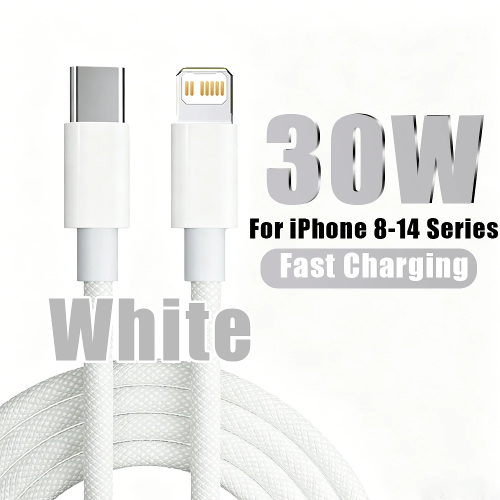 PD 30W Snellader voor iPhone 14 13 12 11 X XR XS 8 Pro Max Plus Mini iPad Air Snellaadkabel USB C naar Lightning Duurzaam B