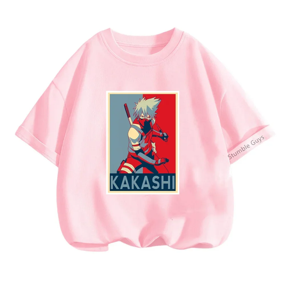 3-14 Years Boys Narutoes Cartoon Casual Summer Dragonball Short-sleeved T-shirt Kakashi Tshirt Kids Teen Clothes Girls Clothes