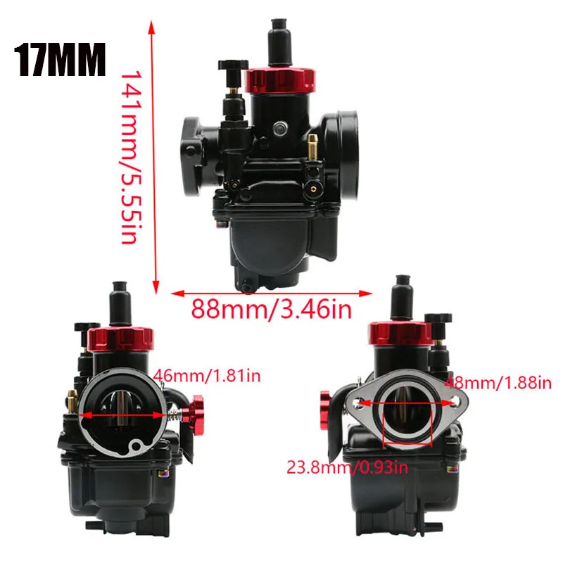 Motorcycle Flange Carburetor Alconstar PE 17/19/22/24/26/28/30mm for 2T 4T Engine Carburetors with Main Jets For Racing