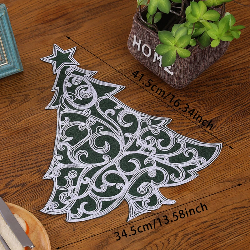 Christmas Embroidered Placemats Christmas Placemat Dining Holiday Christmas Table Decoration Process Disk Pad