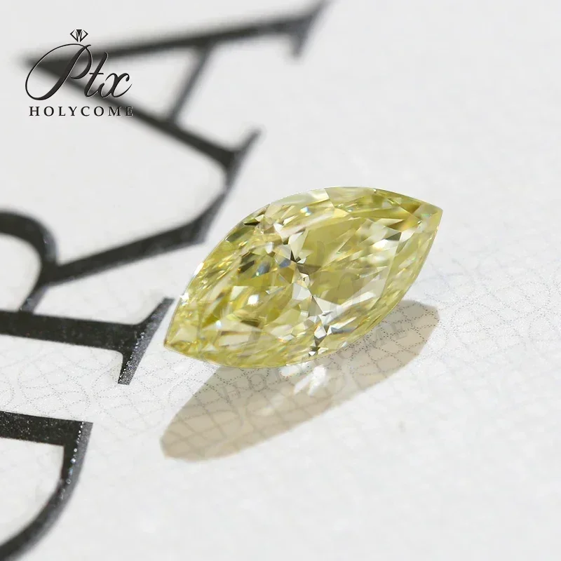 PTX Loose Marquise Shape VVS1 Yellow Color Crushed Ice Cut Loose Moissanite Diamond Test Positive for Jewelry Ring Making Diy