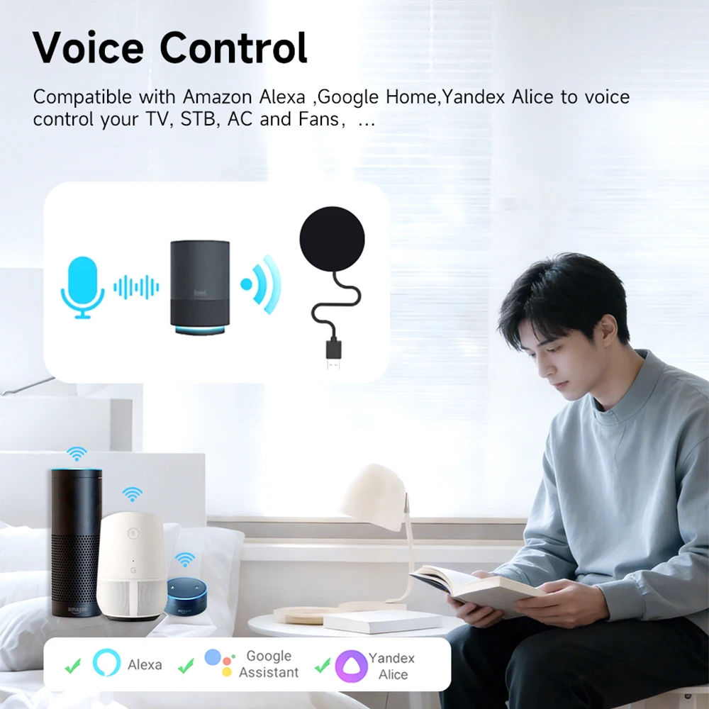 Tuya WiFi 3-in-1 IR Remote with Temp Humidity Sensor Universal Infrared Controller for AC TV DVD Support Alexa Google Assistant view 3