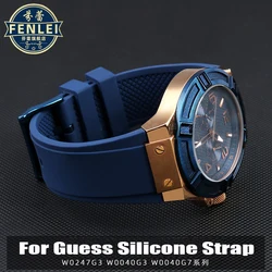 For GUESS Watch Band W0247G3 W0040G3 W0040G7 Series Blue Men’s 22mm Silicone Watch Strap Sport Waterproof Rubber Wrist Bracelet