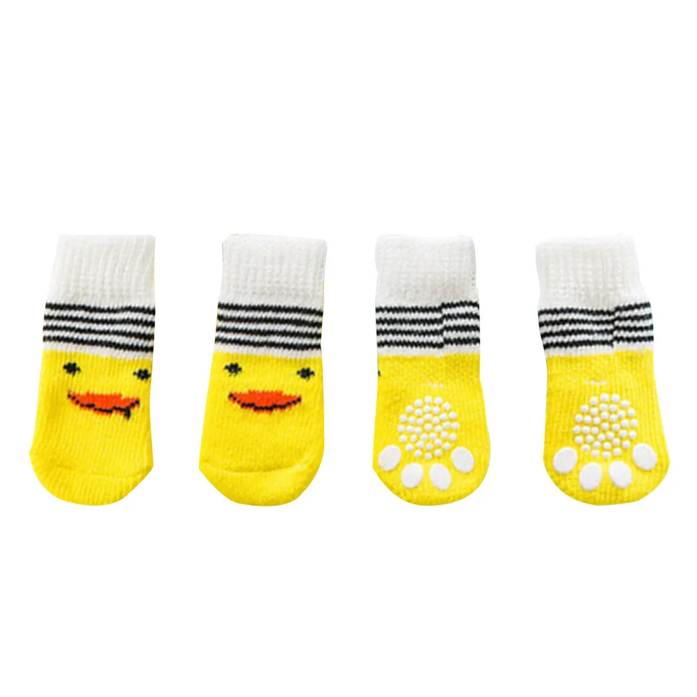 4Pcs Pet Dog Socks Anti-Slip Design Warm Comfortable Does Not Fall Off Easily Cute Patterns for Small Dogs Dog Socks