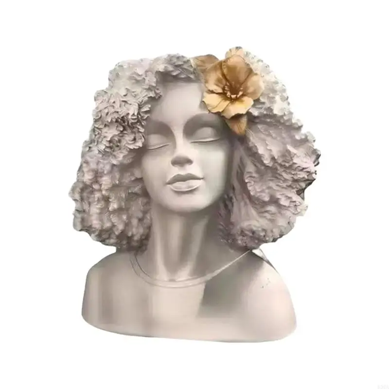 Artistic Resin Flower Pot With Detailed Head Sculpture For Home And Office 