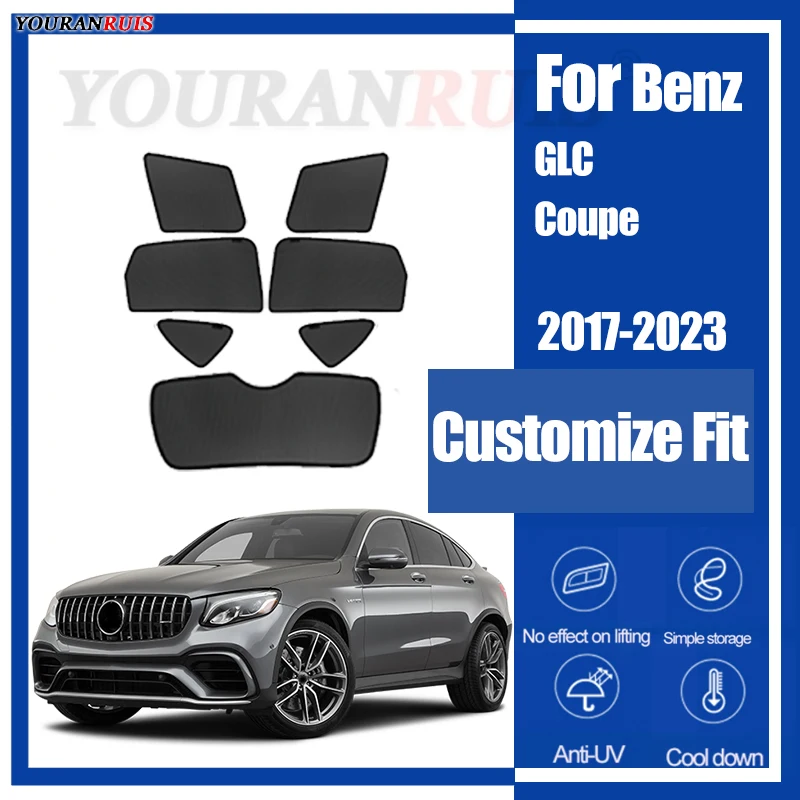 

Для Mercedes Benz GLC Coupe 2017-2023 магнитный индивидуальный козырек от солнца на окнах автомобиля защита от ультрафиолета детская автомобильная сетка для штор
