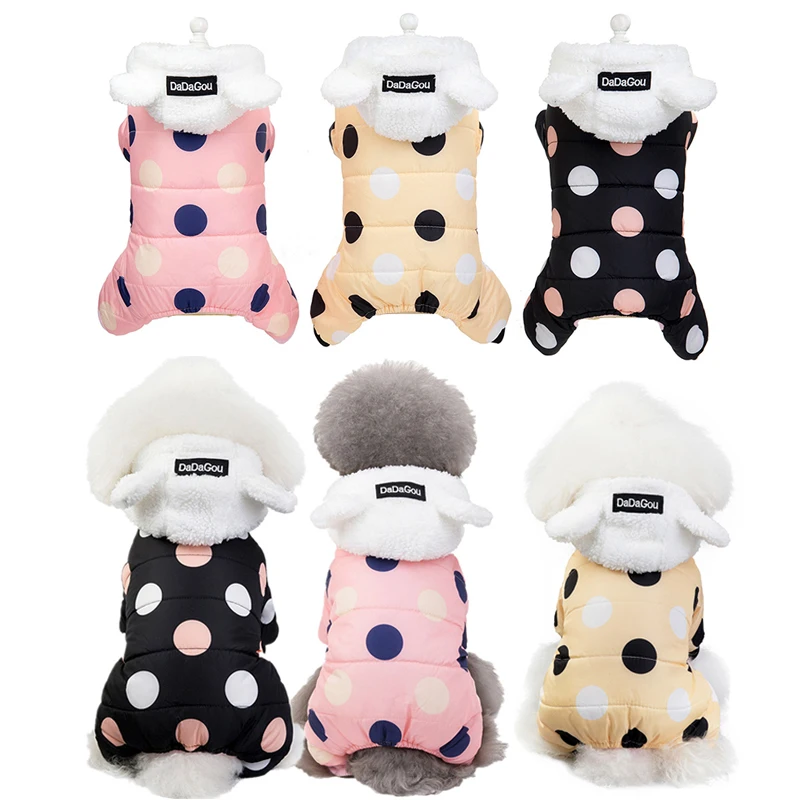 Winter Warm Dog Clothes Pet Jumpsuit Jacket Puppy Thick Padded Coat for Small Medium Dogs Hooded Vest Chihuahua Bulldog Costumes