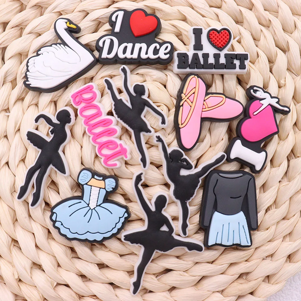 Gute Qualität 1 stücke PVC Schuh Charms weißen Schwan Ballett Tänzer Zubehör Schuhe Schnalle Ornamente passen Kinder DIY Party Geschenk