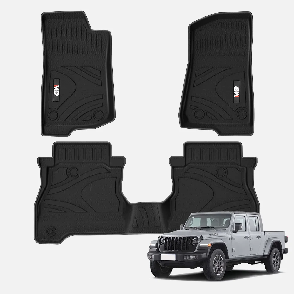 Floor Mats All-Weather TPE Wear-Resistant Non-Slip Carpet For Jeep Gladiator JT 2020-2024 4-Door Interior Accessories