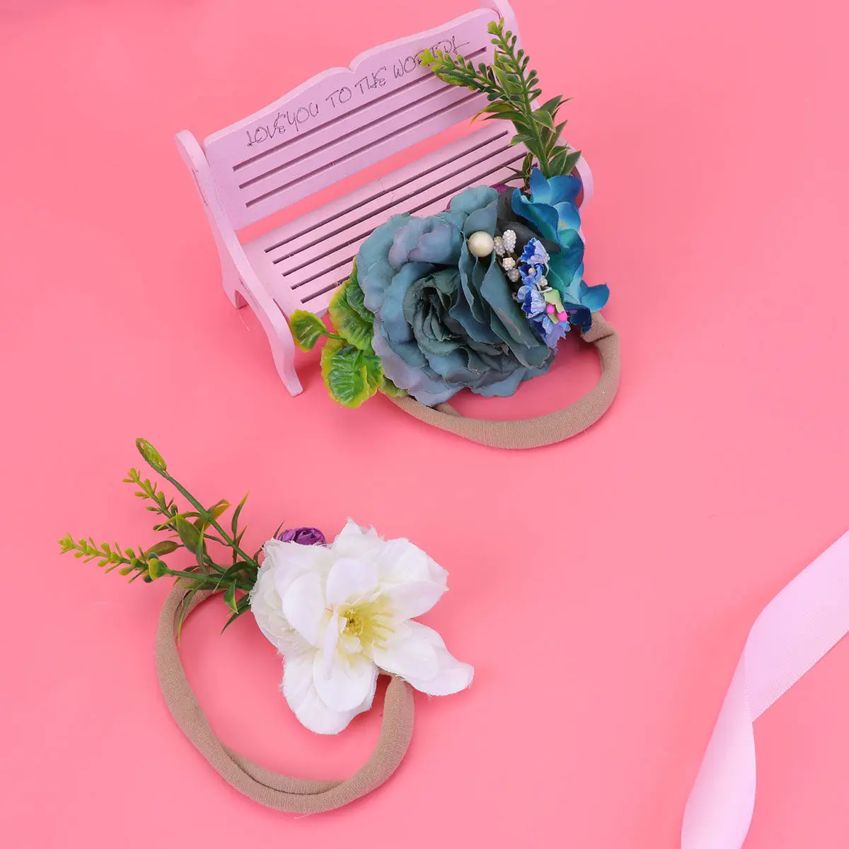 3Pcs Floral Headband for Elegant Sweet Realistic Artificial Flower Hair Hoop Wedding Beach Party Photo Prop Headdress
