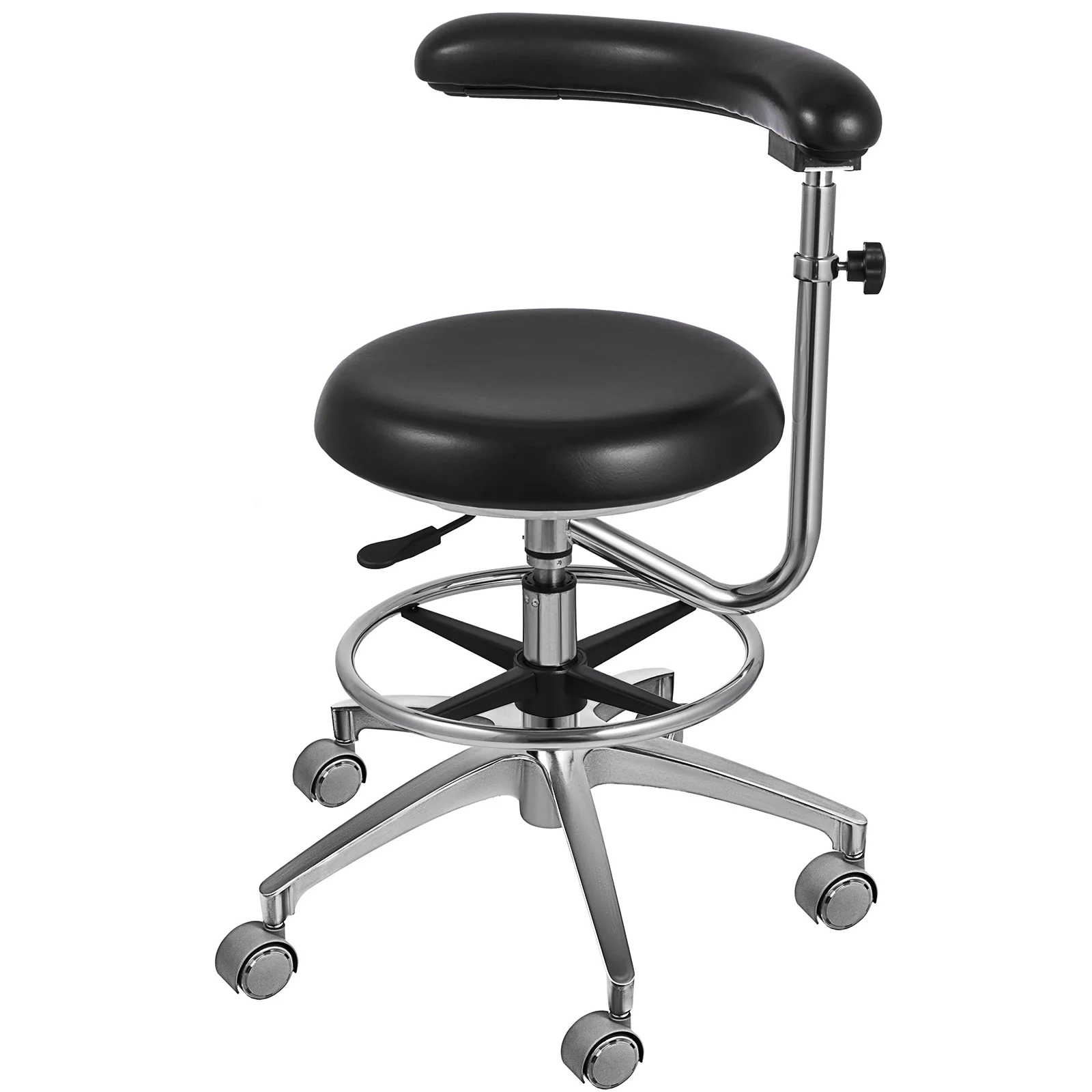 VEVOR Medical Dental Stool Dentist Chair With 360 Degree Rotation Armrest PU Leather Assistant Stool Chair Height Adjustable