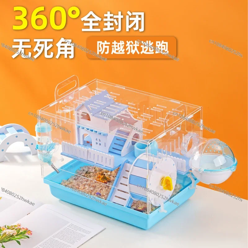 Hamster Cage Special Gold Wire Bear Nest Acrylic Double Layer Transparent Super Large Villa Warm Breeding Box Set