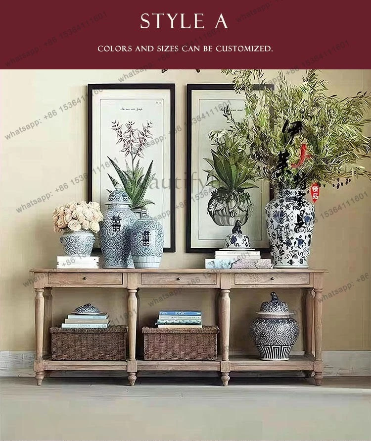 

Solid wood console table, American retro sofa, and several entrances next to the high-end feeling