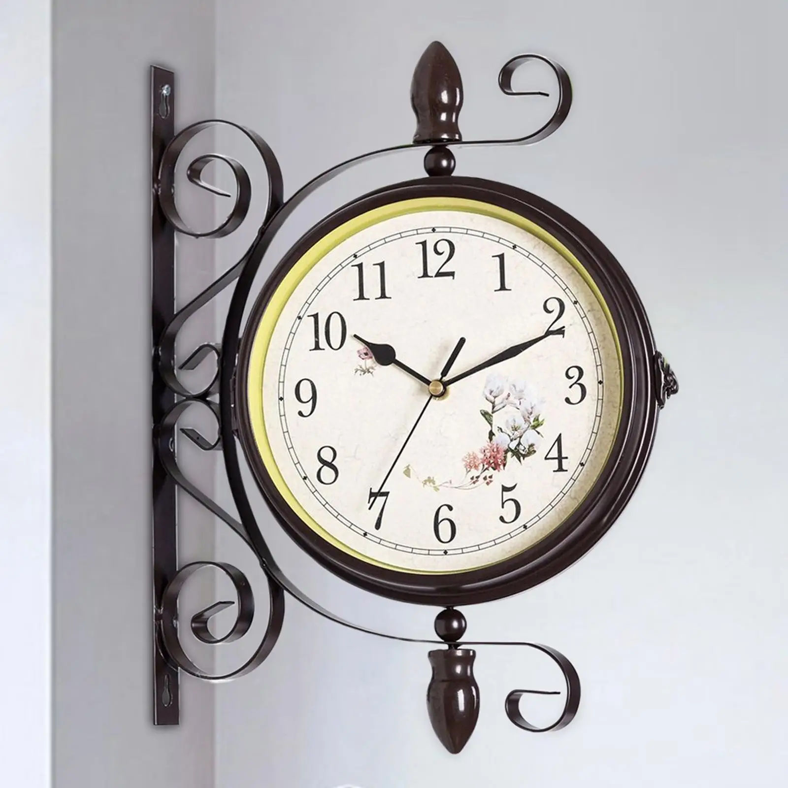 Antique Style Double Sided Wall Clock Decoration Quiet Wall Mount Clocks for