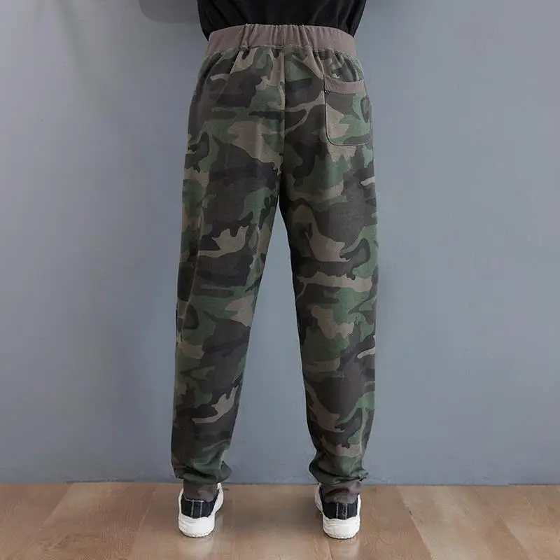 Spring 2022 Outdoor Female Camouflage Women Plus Size 3XL Sport Autumn Loose Pants Leg Elastic Waist Jogging Track Sweatpants