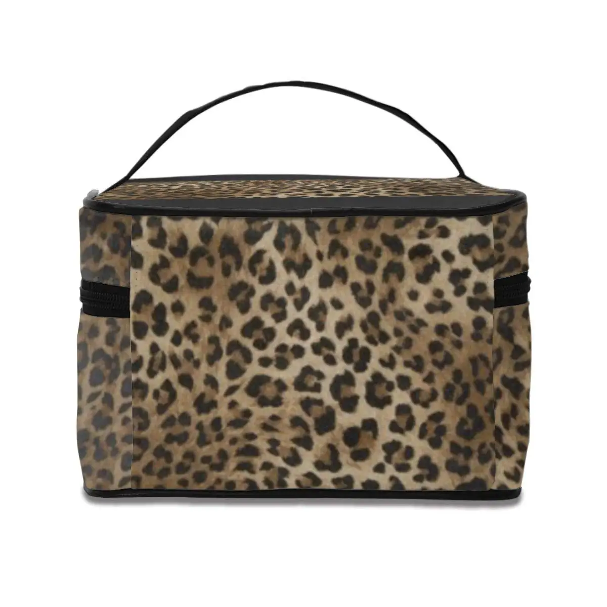 Leopard Pattern Makeup Bag Organizer for Travel Cosmetic Bags with Handle Toiletry Bags for Women Girls