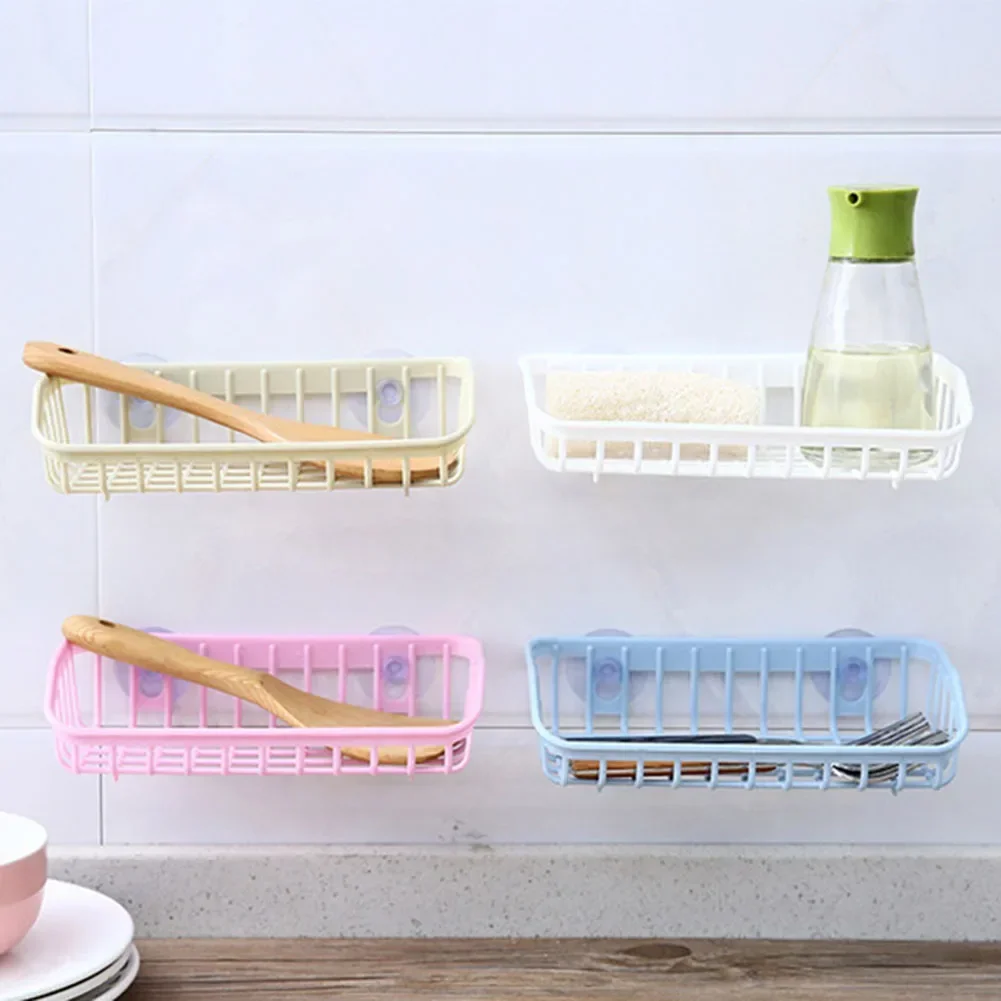 Storage Rack Double Suction Cup Strong Suction Living Room Kitchen Sponge Rack Lightweight Kitchen Sink Organizer For Home