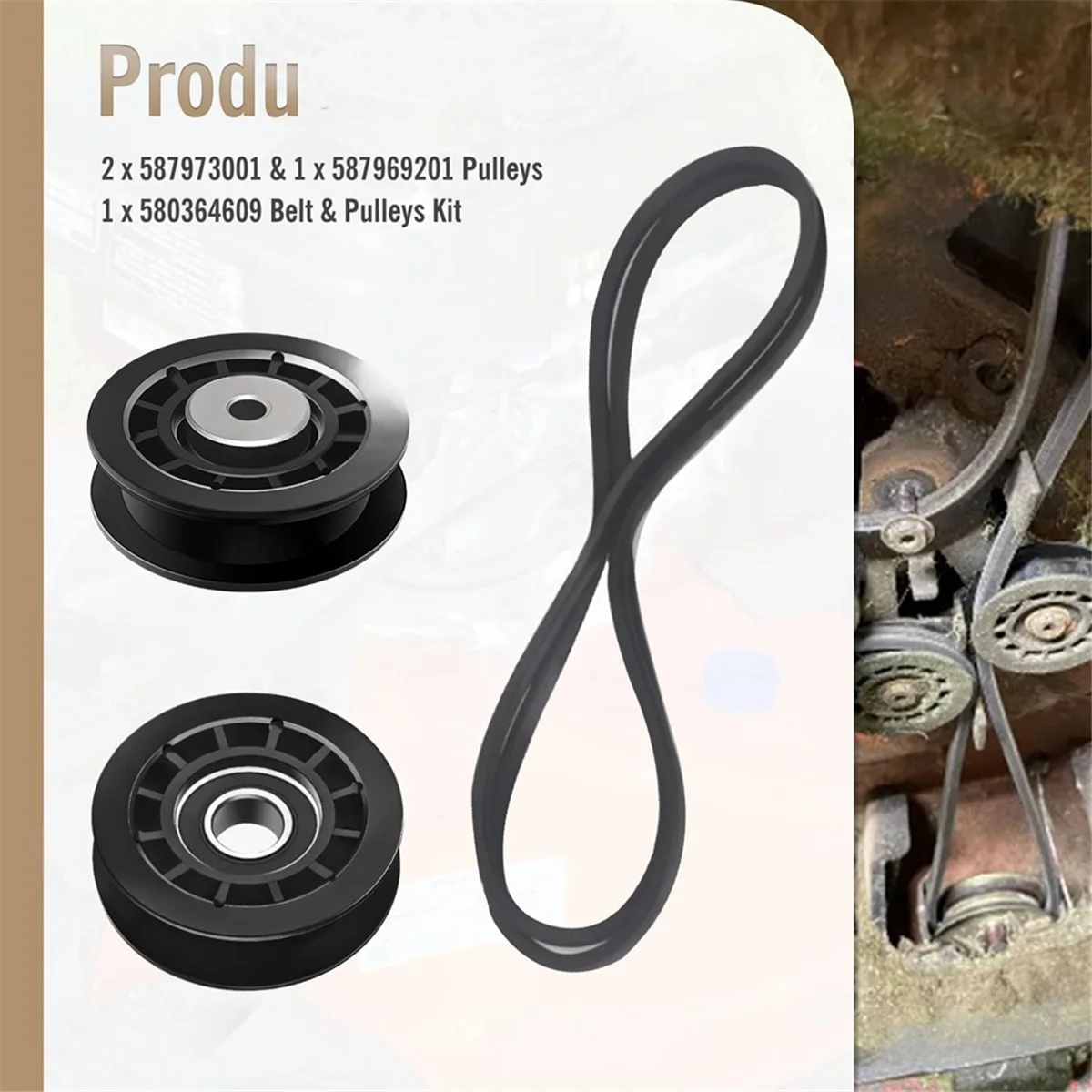 

ABYA (2) 587973001 (1) 587969201 Pulleys - 580364609 Belt & Pulleys Kit for A- Belt Repair Kit