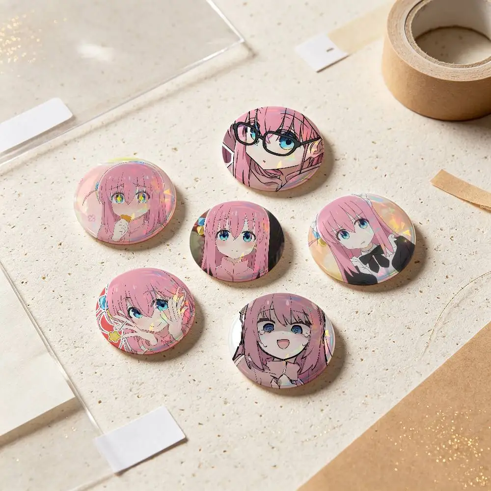 Hitori Gotoh Anime Figure Badges Button Round Creative Pin Brooch Badge Bag Decor Accessories Fans Collect Friends Gifts