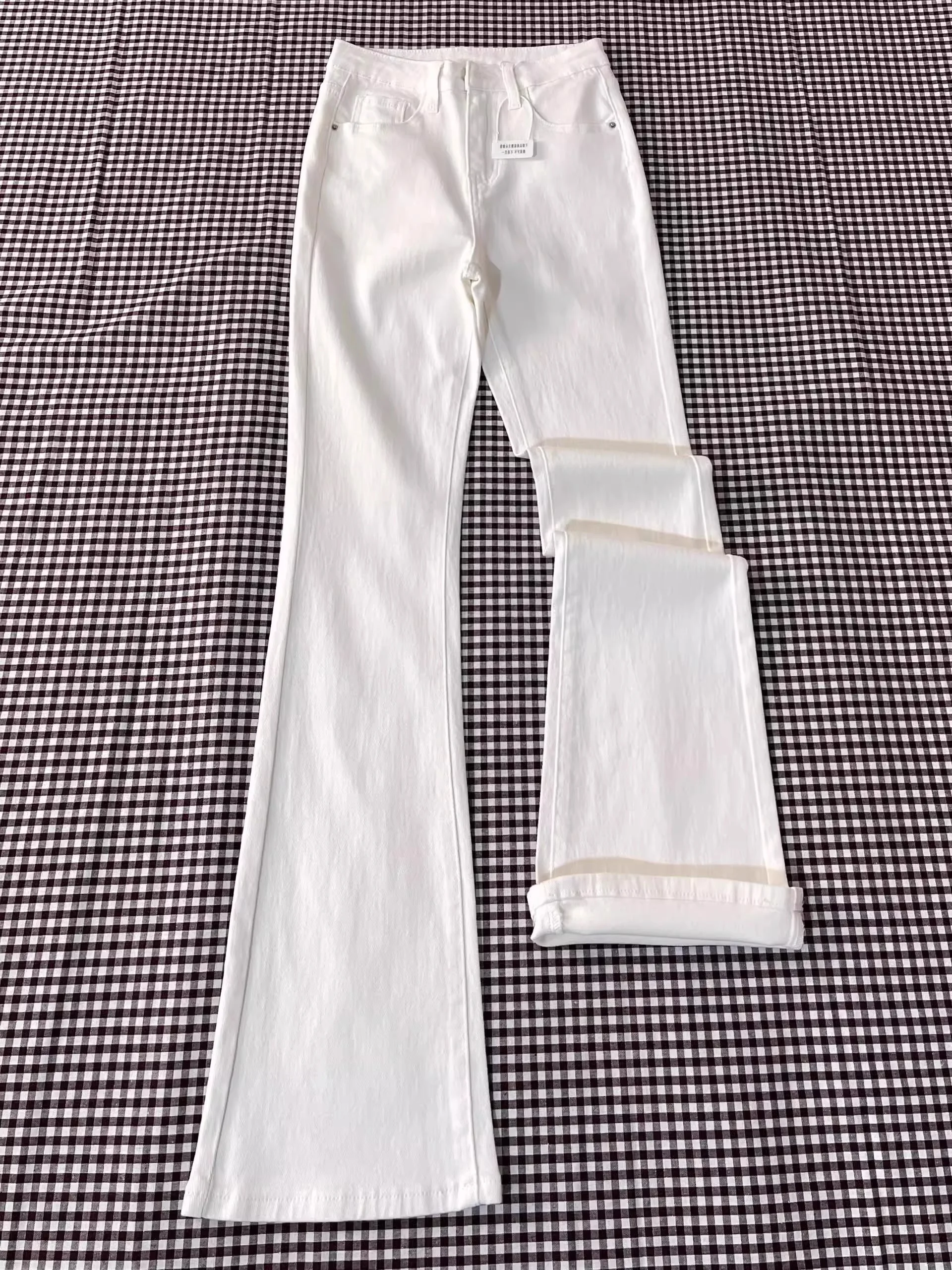 

Spring Summer High Waist Flared Jeans Women's Slimming Elastic Cotton Denim Bootcut Pants mid Rise Straight Leg Trousers