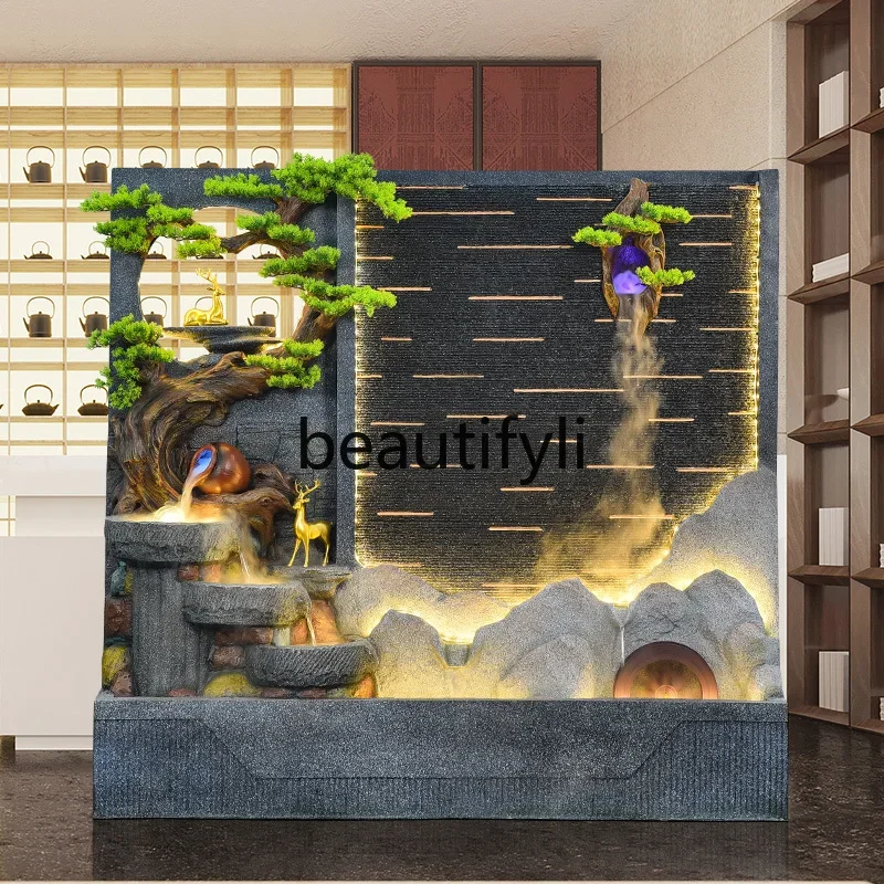 

A26 Water curtain wall, running water screen, courtyard, balcony, rockery, fountain landscaping, circulating water feng shui whe