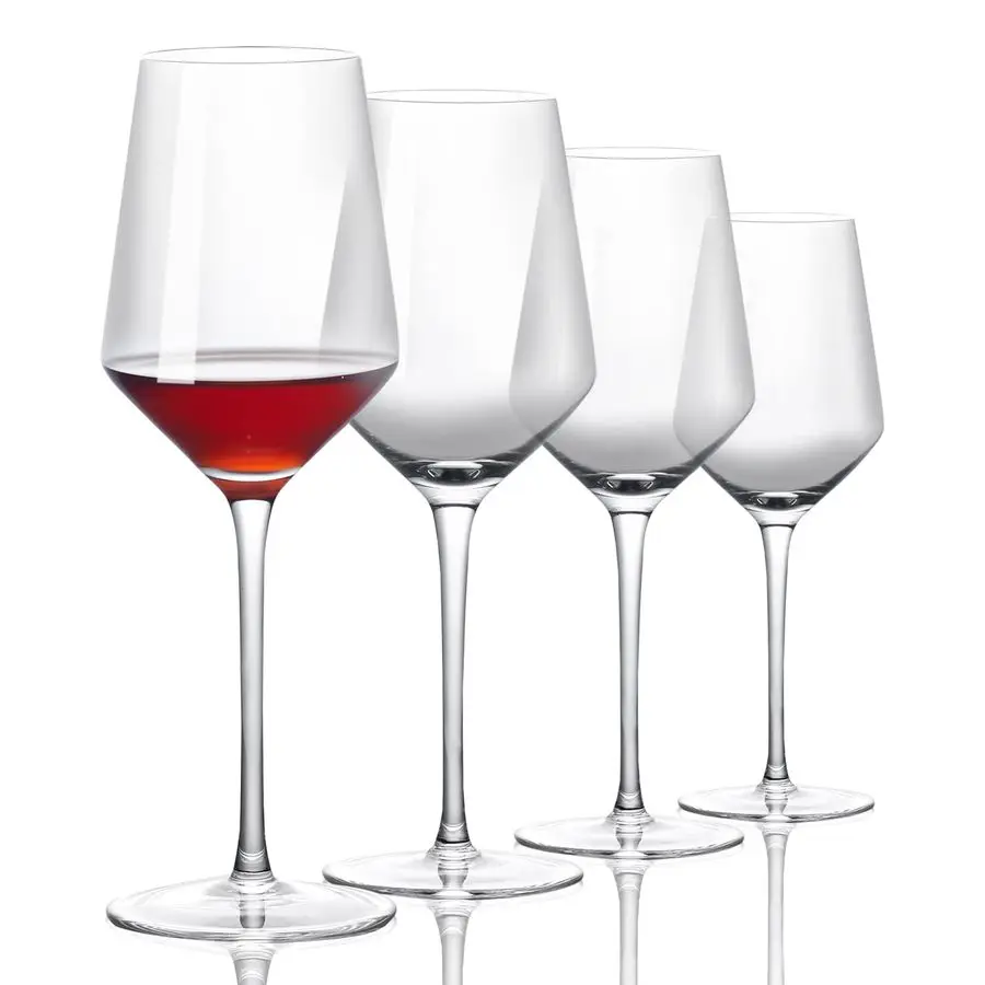 

Набор из 4 хрустальных бокалов для вина, ручной работы, для красного или белого вина, 14 унций, на длинной ножке, подарок на свадьбу, годовщину