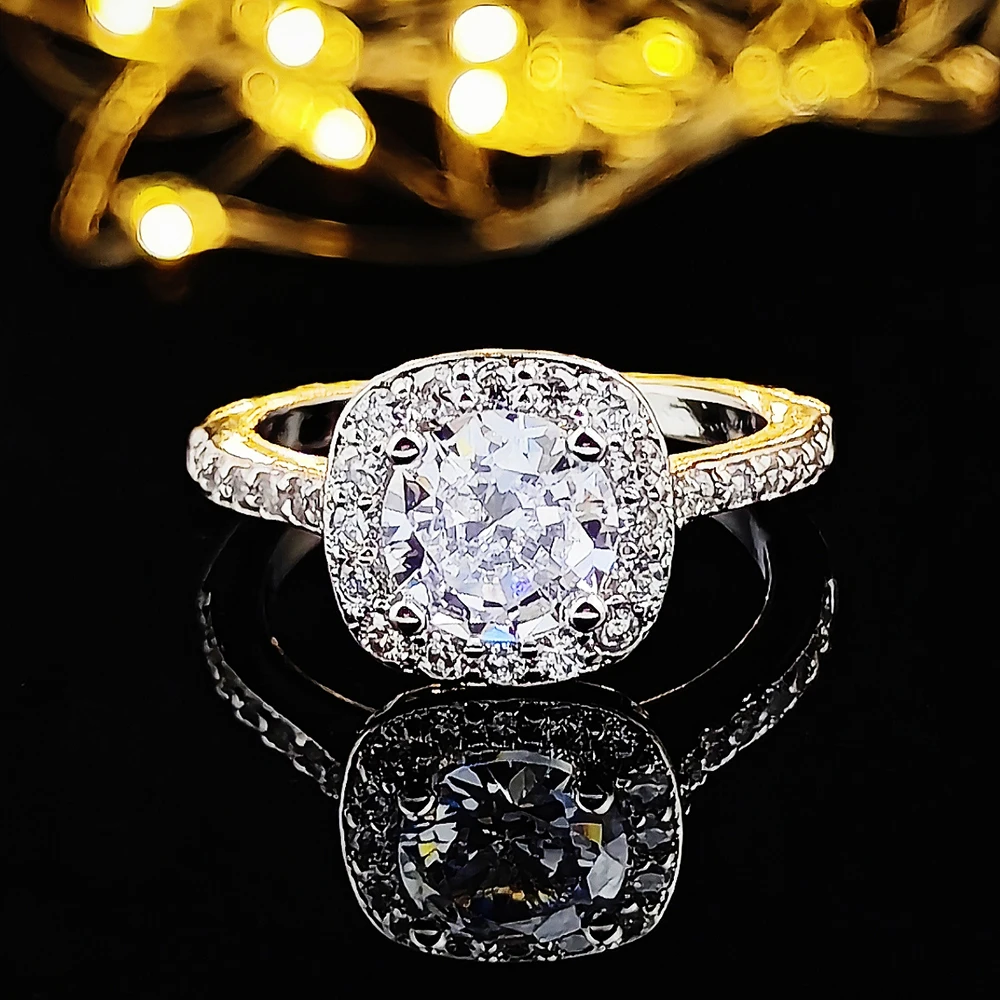 Anillo de compromiso de diseñador de Color plateado para mujer, cojín de lujo, con envío gratis artículos baratos, Navidad, R5604b