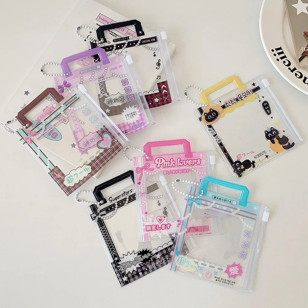 INS Candy Bag Photocard Holder 3 Inch Idol Photo Card Sleeves Card Protective Case Badge Protector Case With Keychain Stationery