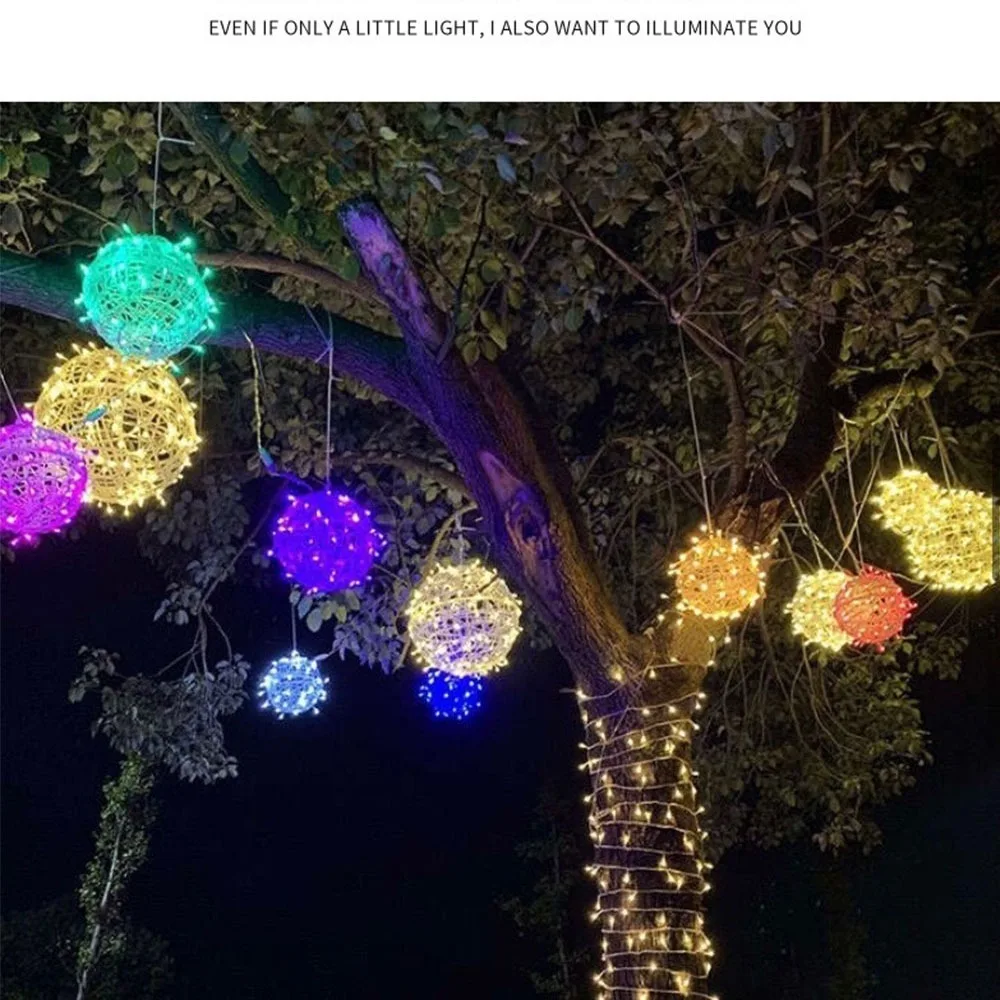 

High Quality 20CM Hanging Light LED Light Multiple Colors Rattan Ball Fairy Light String Garden